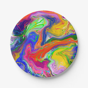 Disco Ball Electricity Marble Fluid Art Paper Plate