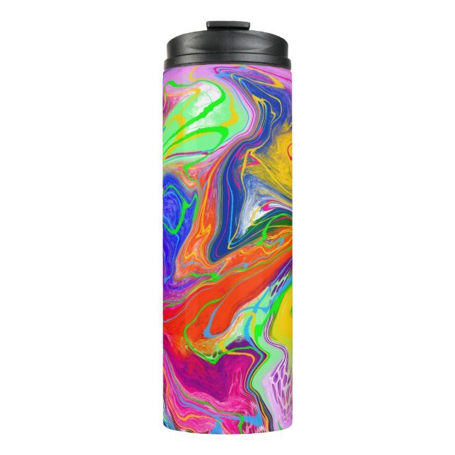 Disco Ball Electricity Marble Fluid Art   Thermal Tumbler (Front)