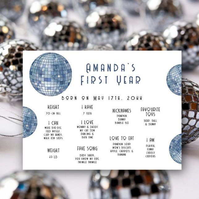 Disco ball First Birthday Milestone Birthday Poster (Creator Uploaded)