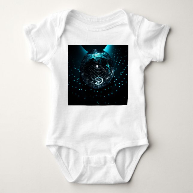 Disco Ball Glare, Nightclub Background. Baby Bodysuit (Front)
