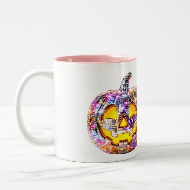 Disco Ball Glitter Pumpkin Mug (Left)