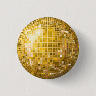 Disco Ball Gold Button