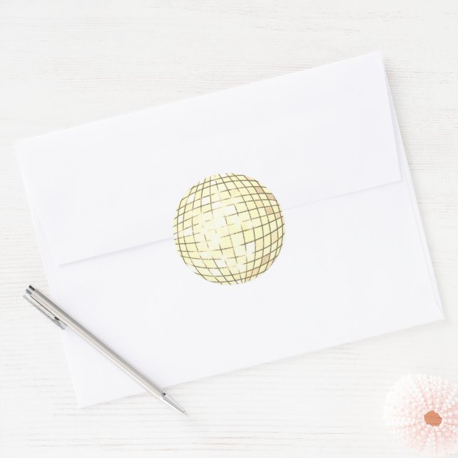 Disco Ball Gold Classic Round Sticker (Envelope)