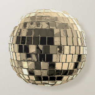 Disco Ball -Gold Round Cushion