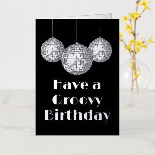 Disco Ball Groovy Birthday Silver  Foil Greeting Card