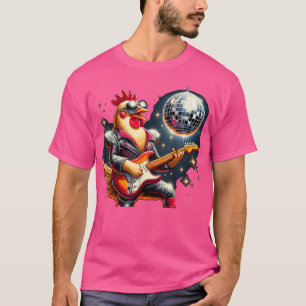 Disco Ball Guitar Chicken T-Shirt