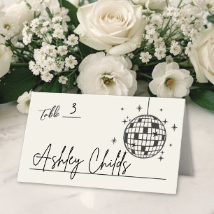 Disco Ball Hand Drawn Wedding Place Card
