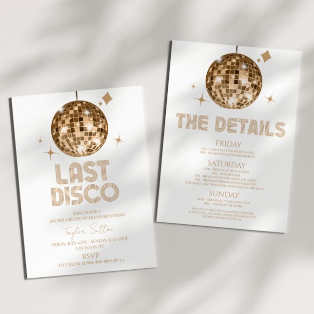 Disco Ball Last Disco Bachelorette Weekend Party Invitation (Creator Uploaded)