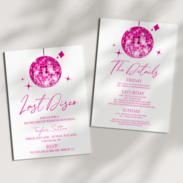 Disco Ball Last Disco Bachelorette Weekend Party Invitation (Creator Uploaded)