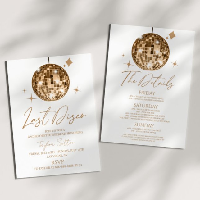 Disco Ball Last Disco Bachelorette Weekend Party Invitation (Creator Uploaded)