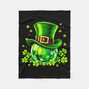 Disco Ball Leprechaun Hat Irish Shamrock St Patric Fleece Blanket