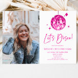 Disco Ball Let's Disco Custom Photo Birthday Party Invitation<br><div class="desc">This is a Pink Disco Ball Let's Disco Custom Picture Photo Birthday Party Invitation!</div>