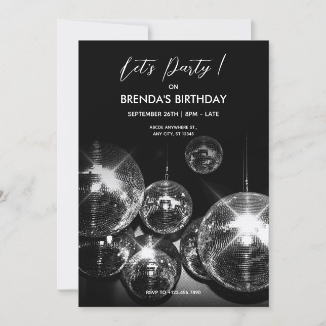 Disco ball Ligts Let's Dance Party  Invitation (Front)