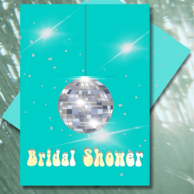  Disco Ball Modern Blue Bridal Shower Invitation (Creator Uploaded)