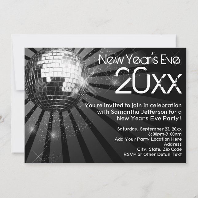 Disco Ball New Year's Eve Party Invitation (Front)