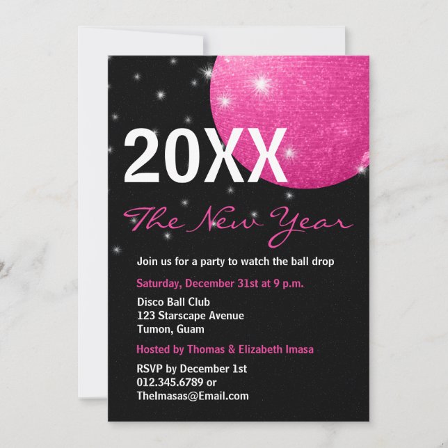 Disco Ball New Years Invitations (Front)
