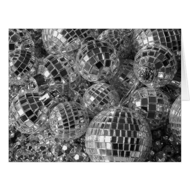 Disco Ball Ornaments Black and White Photo Holiday (Front Horizontal)