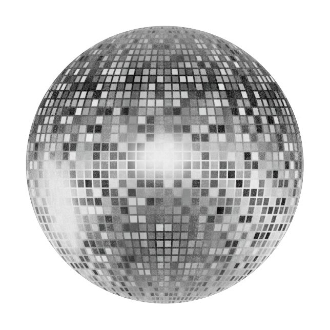 Disco Ball party silver shimmer glitter illusion Cutting Board (Front)