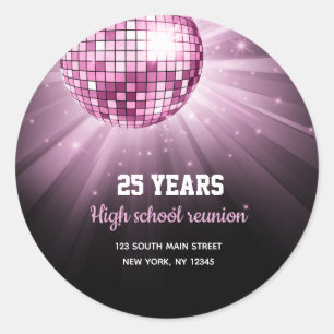 Disco ball pink classic round sticker