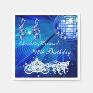 Disco Ball, Princess Coach & Horses 18th Birthday Napkin