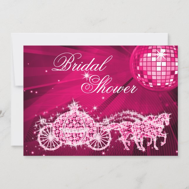 Disco Ball, Princess Coach & Horses Bridal Shower Invitation (Front)