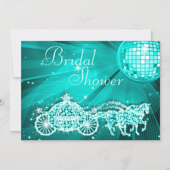 Disco Ball, Princess Coach & Horses Bridal Shower Invitation (Front)