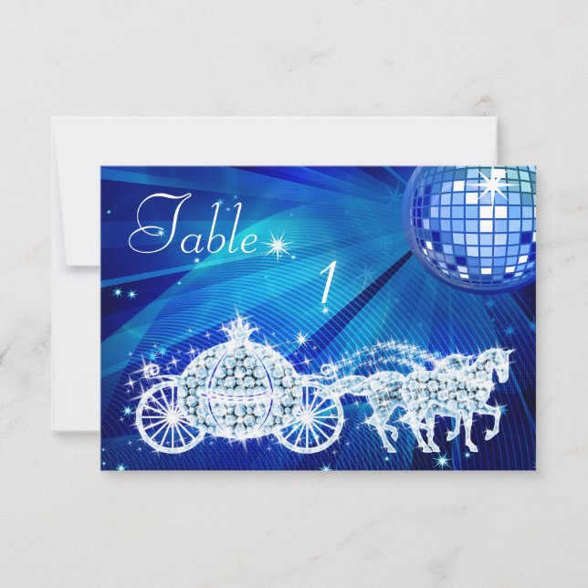 Disco Ball, Princess Coach & Horses Double Sided Invitation (Front)