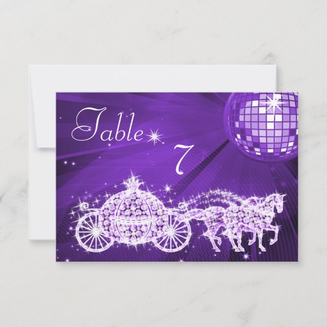 Disco Ball, Princess Coach & Horses Double Sided Invitation (Front)