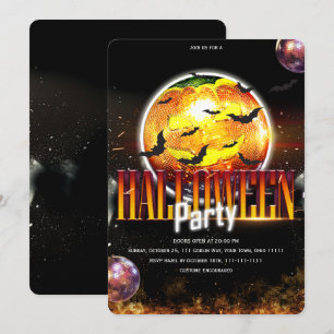 Disco Ball Pumpkin Spooky Halloween Invitation