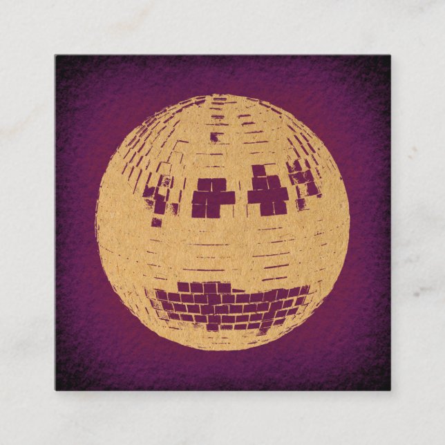 Disco Ball Purple & Gold Vintage Art Enclosure Card (Front)