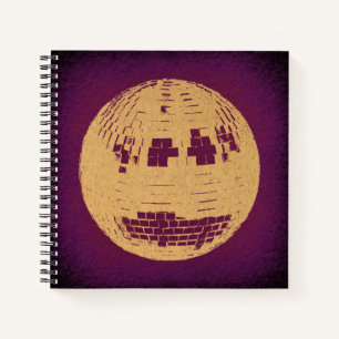 Disco Ball Purple & Gold Vintage Art Notebook