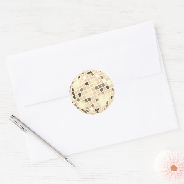 Disco Ball Retro 70s Gold Black Envelope Seal (Envelope)