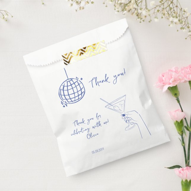 Disco Ball Retro Birthday cocktail thank you favou Favour Bags (Sealed)