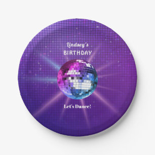 Disco Ball Retro Birthday Paper Plate