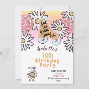 Disco Ball Roller Skating Birthday Party Invitatio Invitation