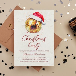 Disco Ball Santa Hat New Year's Eve Party  Invitation