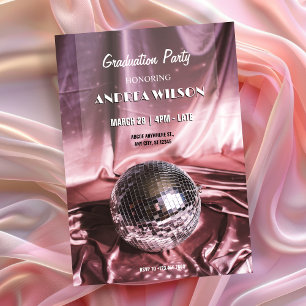 Disco ball silk pink GRADUATION PARTY Invitation