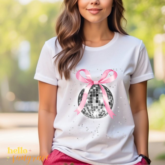 Disco Ball T-shirt with Pink Bow (Creator Uploaded)