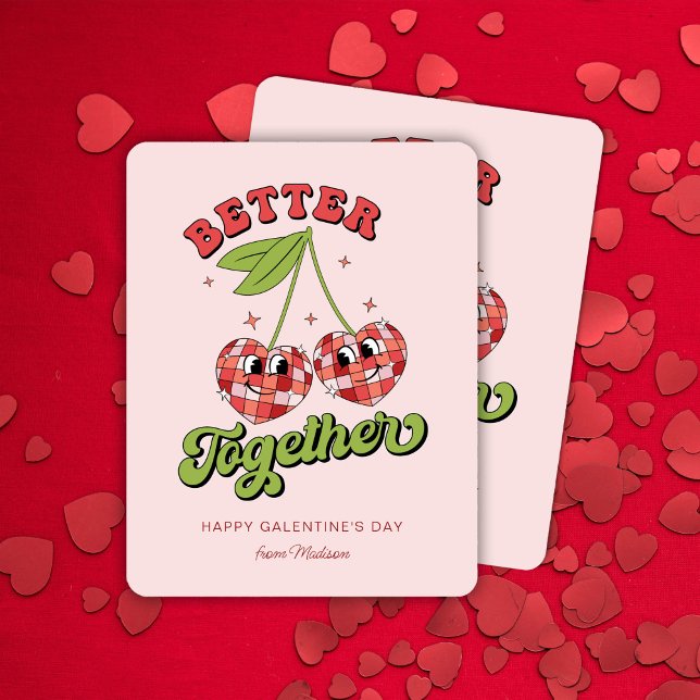 Disco Ball Valentine's Cherry Better Together Card (Creator Uploaded)