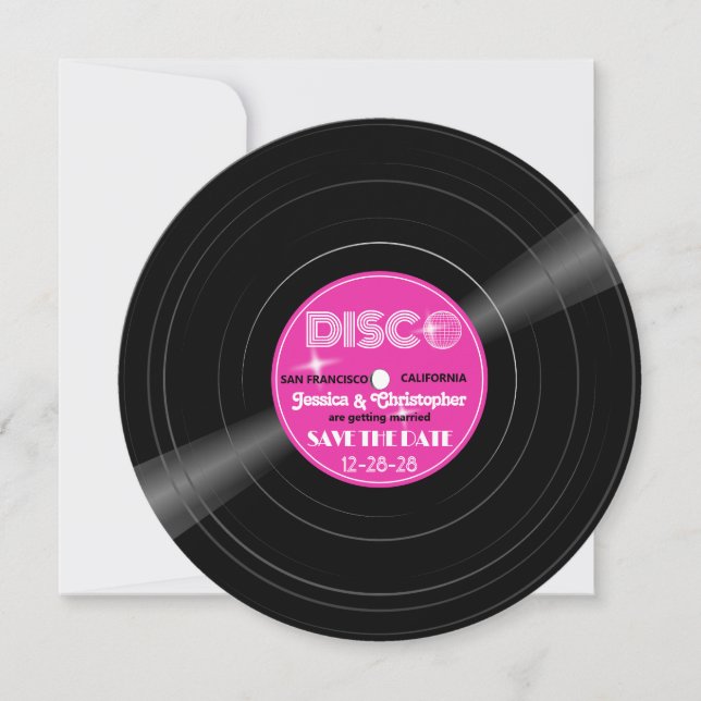 DISCO Ball Vinyl Record - Groovy Purple  Save The Date (Front)
