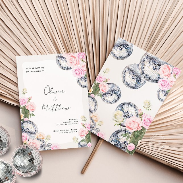 Disco Ball Wedding Invitation Floral (Disco Ball Wedding Invitation Floral)