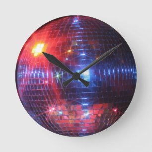 Disco ball with laser beams round clock