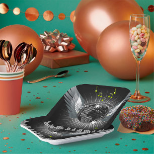 Disco Ball With Wings Paper Plate