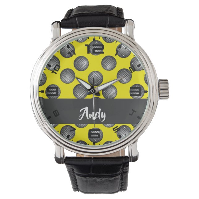 Disco ball yellow pattern watch (Front)