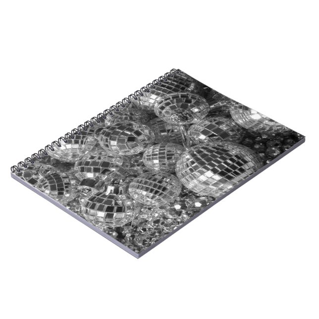 Disco Balls Black and White Photo Spiral Notebook (Left Side)