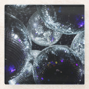 Disco Balls: Dark Party Atmosphere Glass Coaster