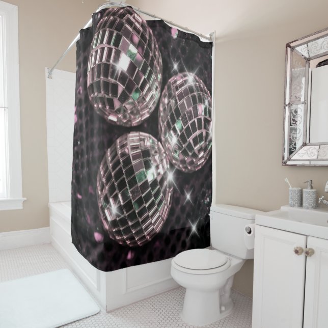 Disco Balls Glam #8 #retro #wall #art Shower Curtain (In Situ)