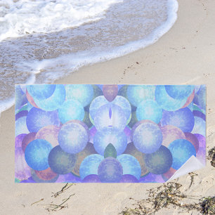Disco balls in pastel rainbow colours - 3D optics  Beach Towel