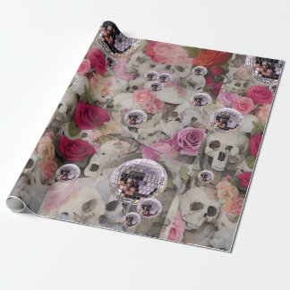 Disco Balls! Skulls and Roses Wrapping Paper