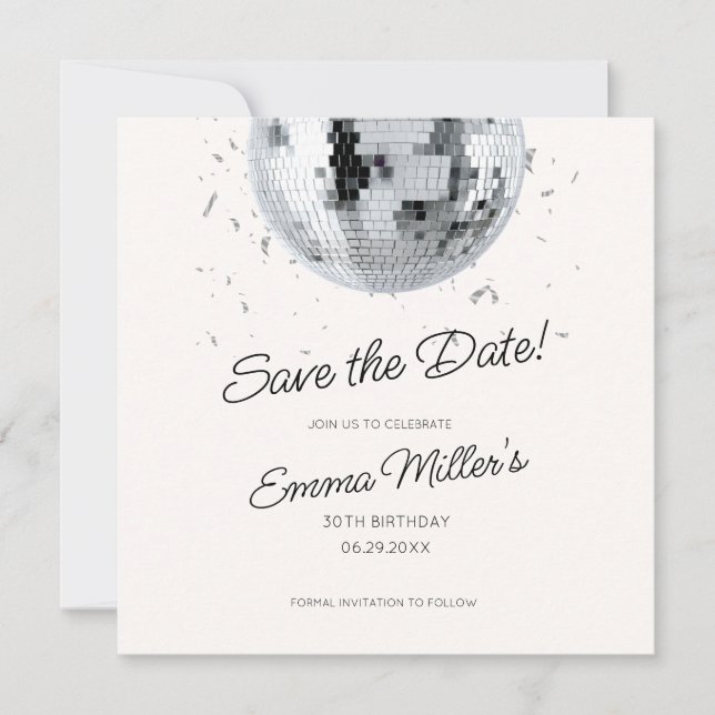 Disco Birthday Celebration Save The Date (Front)